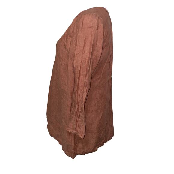 J. JILL Pure Jill 3/4 Sleeve Billowy LINEN Button Front Blouse XS Terra Cotta - Picture 4 of 8